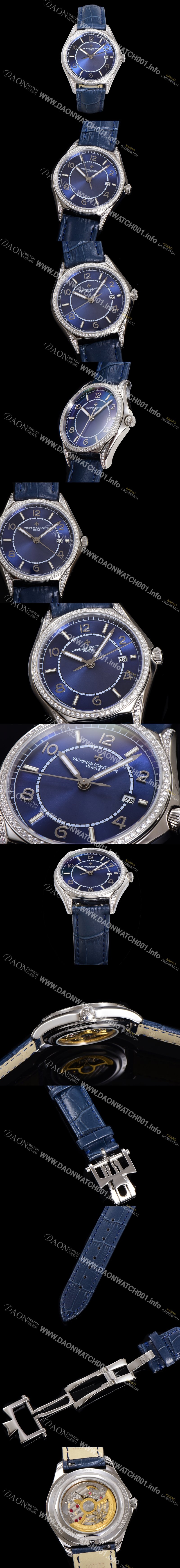SA급 바쉐론 콘스탄틴 남성용 피프티식스 Ref.4600E 오토매틱 1326 타입 40mm 보석/큐빅 가죽줄 블루 다이얼 vac1148 xx