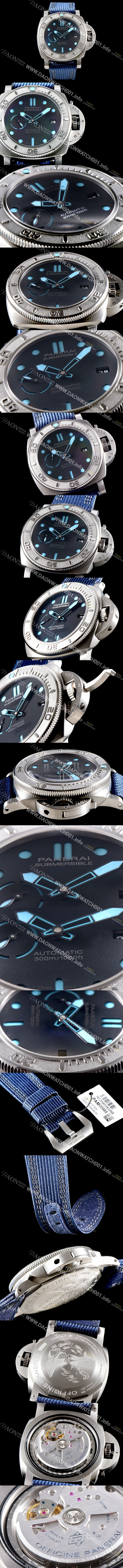 SA급 파네라이 남성용 서브멀시브 마이크 혼 에디션 PAM00985 오토매틱 Cal.P9010 타입 47mm 티타늄 블랙 다이얼 pan5219 xx