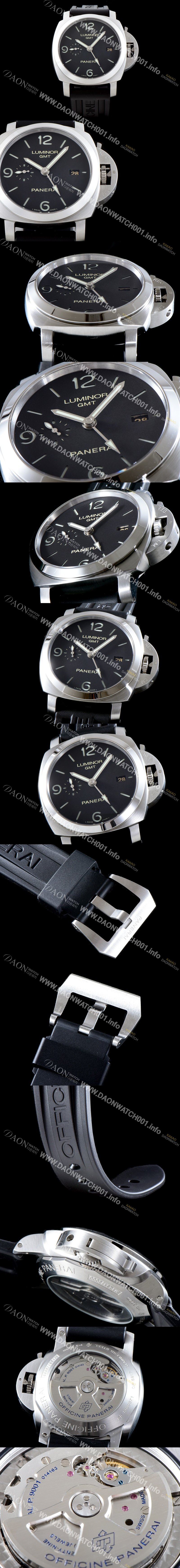 SA급 파네라이 남성용 루미노르1950 지엠티 PAM00320 3Days 오토매틱 Cal. P.9001 무브먼트 블랙 다이얼 PAN0222 xx
