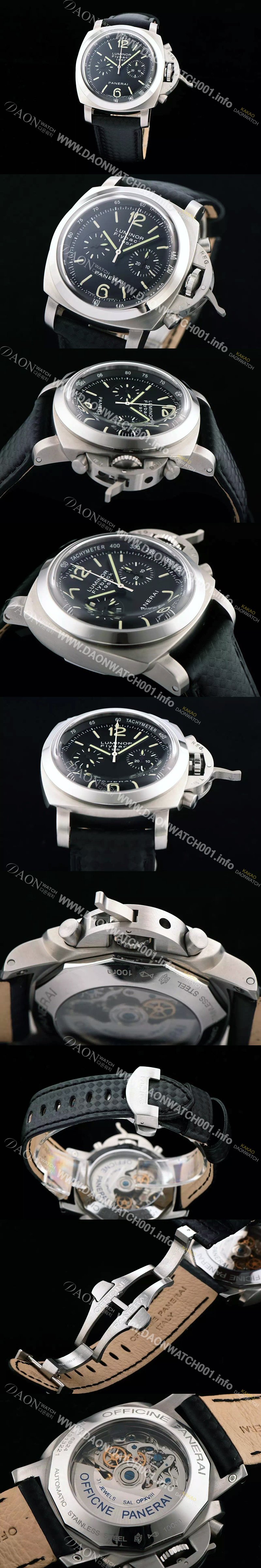 SA급 파네라이 남성용 루미너 플라이배크 1950시리즈 블랙 다이얼 PAN0450 xx