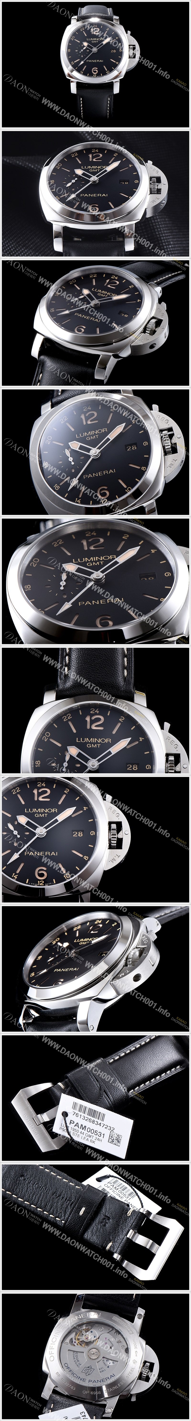 SA급 파네라이 남성용 루미노르 1950 3Days GMT pam00531 오토매틱 Cal.P9003 무브먼트 블랙 다이얼 PAN1217 xx