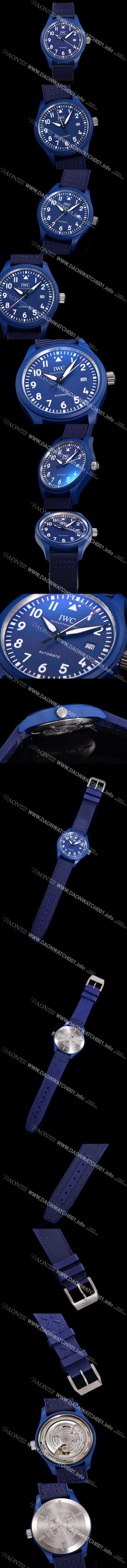 SA급 아이더블유씨남성용 파일럿 IW328101 마크 탑건 에디션 오토매틱 40mm 세라믹재질 나토천/가죽줄 믹스 블루다이얼 iwc48621 xx