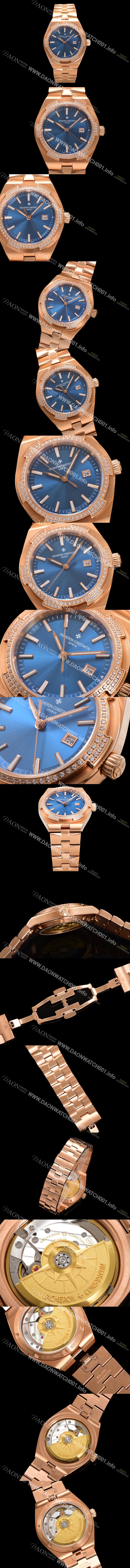 SA급 바쉐런 콘스탄틴 여성용 오버시즈 4605V200R-B978 18K 로즈골드 오토매틱 무브먼트 35mm 블루 다이얼 vac1143 xx