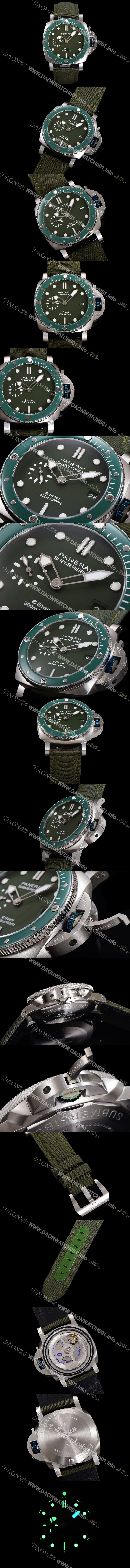 SA급 파네라이 남성용 서브머시블 베르데 스메랄도 PAM01287 오토매틱 Cal P. 900 타입 44mm 그린 다이얼 pan5212 xx