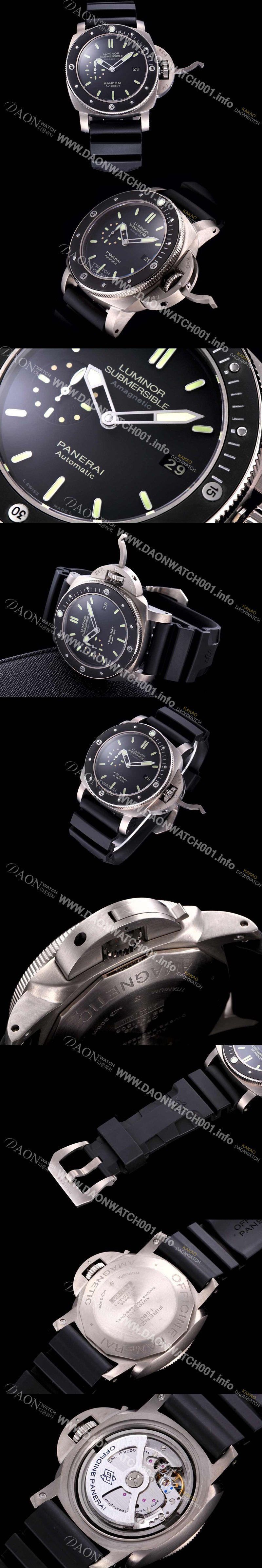 SA급 파네라이 남성용 서브머시블 pam00389 오토매틱 Cal P.9000 무브먼트 블랙 다이얼 PAN1208 xx