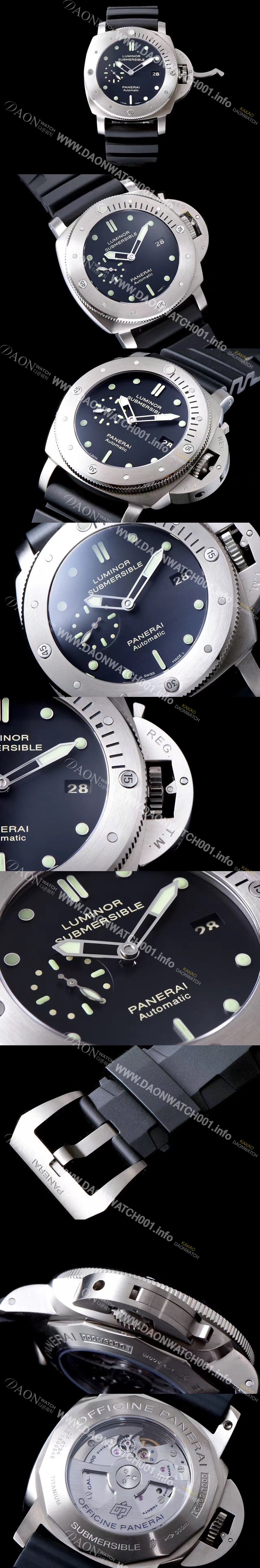 SA급 파네라이 남성용 서브멀시브 3데이즈 PAM00305 오토매틱 Cal.P.9000 무브먼트 블랙 다이얼 PAN0410 xx