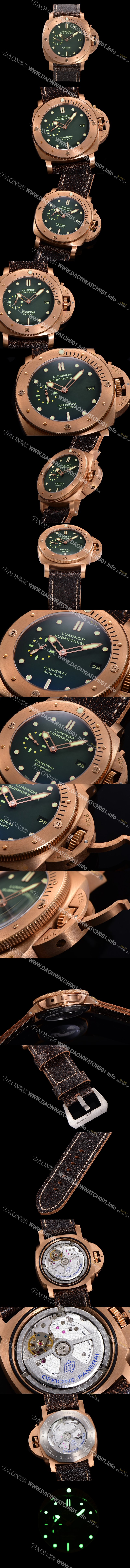 SA급 파네라이 남성용 서브머서블 1950 3데이즈 브론즈 PAM00382 오토매틱 그린 다이얼 PAN0415 xx