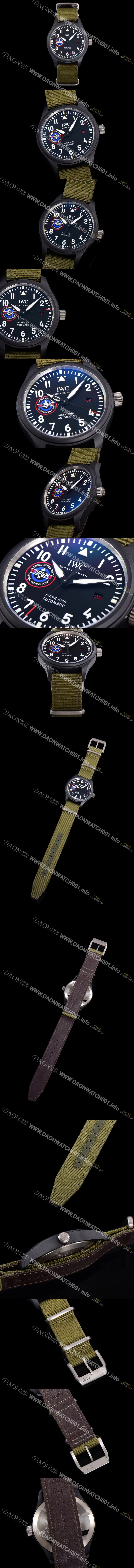 SA급 아이더블유씨남성용 파일럿 마크 18 탑건 에디션 IW324711 오토매틱 40mm 세라믹재질 나토천/가죽줄 믹스 블랙다이얼 iwc09481 xx