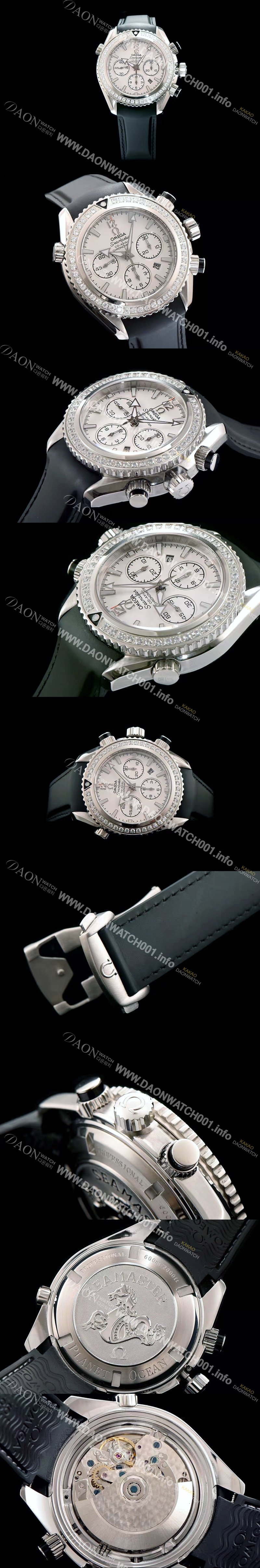 SA급 오메가 남성용 시마스터 코엑시엘 222.32.38.50.01 쥬얼 다이아몬드 베젤 크로노그래프 화이트 다이얼 오토매틱 무브먼트 OMG0005 xx