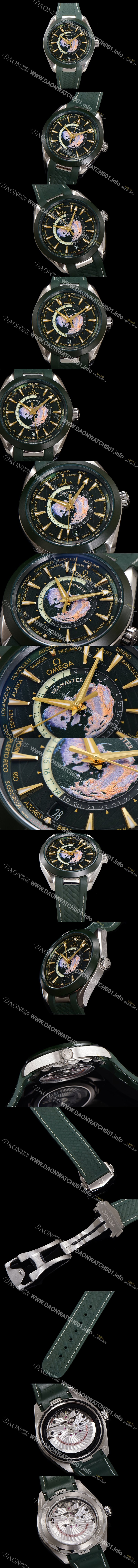 SA급 오메가 남성용 씨마스터 1:1수제공정형 220.30.43.22.10.001 아쿠아테라 150M GMT 월드타이머 43미리 오토매틱 Cal. 8938 타입 메탈줄 그린 다이얼 omg20247 xx