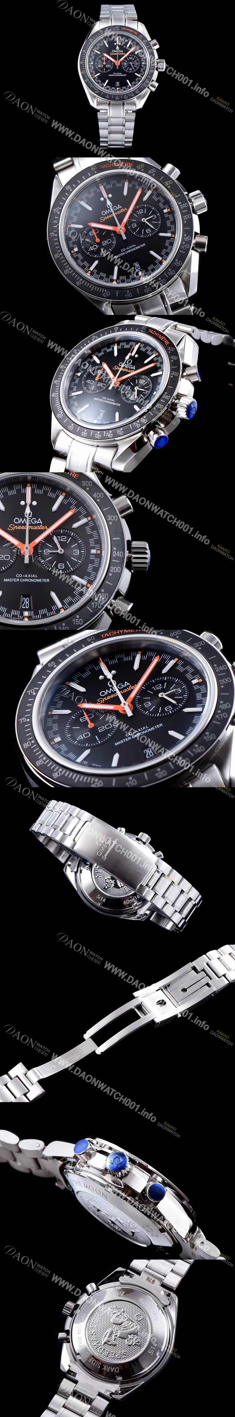 SA급 오메가 남성용 스피드마스터 329.30.44.51.01.002 레이싱 코-액시얼 마스터 크로노미터 타키미터 크로노그래프 브레이슬릿 블랙 다이얼 일본 수입산 쿼츠 무브먼트 OMG0540 xx