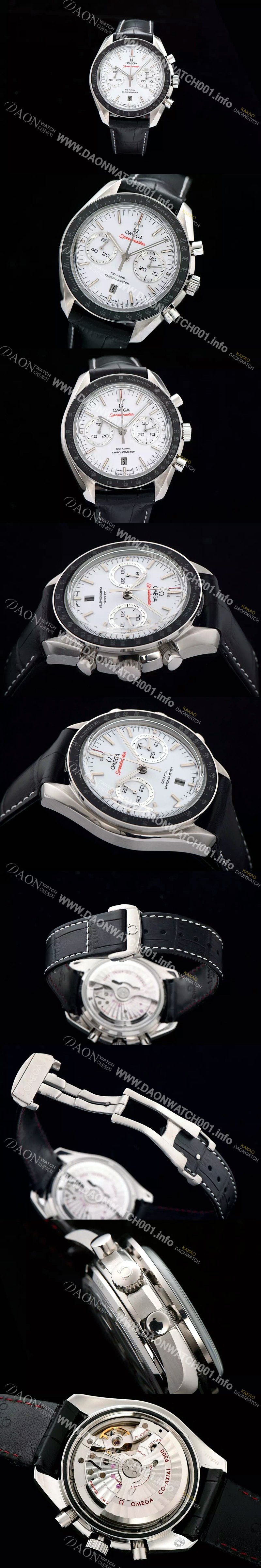 SA급 오메가 남성용 스피드마스터 크로노그래프 화이트 다이얼 블랙베젤 OMG0150 xx