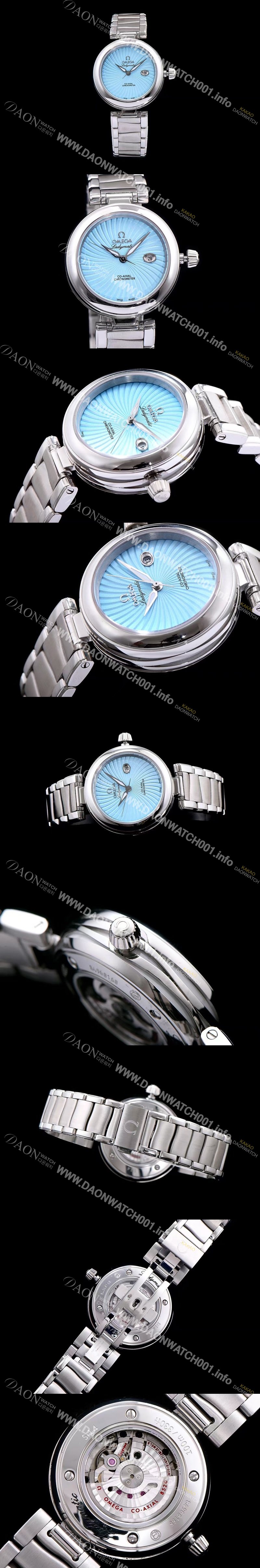SA급 오메가 여성용 드빌 레이디메틱 신제품!! 425.33.34.20.05.001 물결무늬 입체형 블루 다이얼 브레이슬릿 오토매틱 무브먼트 OMG0031 xx