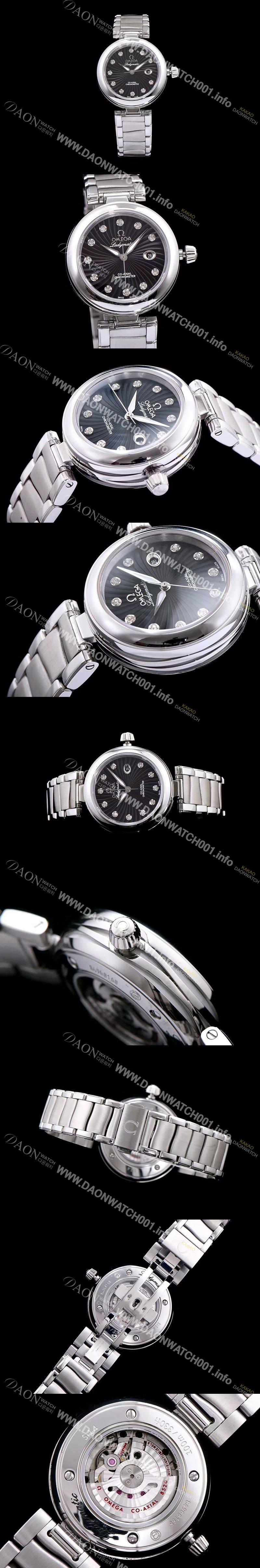 SA급 오메가 여성용 드빌 레이디메틱 신제품!! 425.30.34.20.51.001 물결무늬 입체형 블랙 다이얼 쥬얼 다이아몬드 인덱스 브레이슬릿 오토매틱 무브먼트 OMG0035 xx