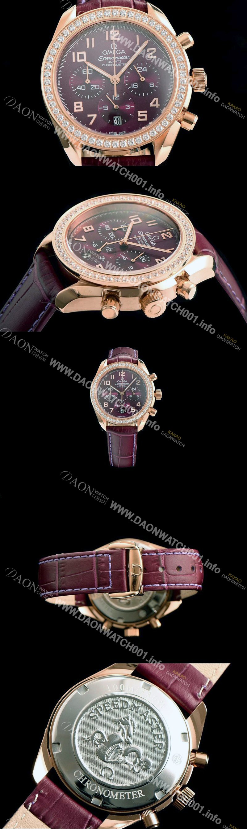 SA급 오메가 남성용 스피드마스터 퍼플 다이얼 쿼츠 OMG00009 xx