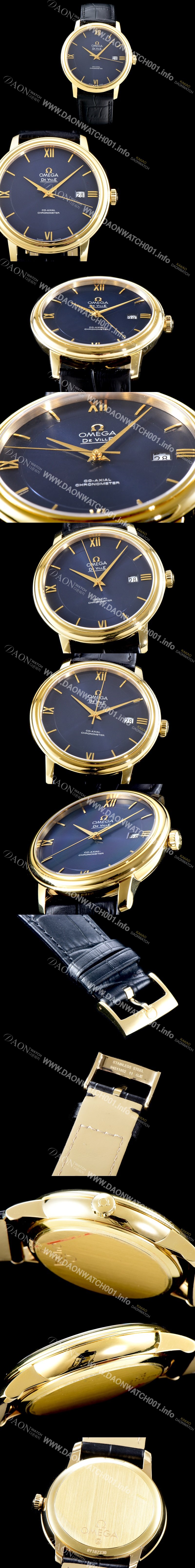 SA급 오메가 남성용 드빌 424.53.40.20.03.001 프레스티지 코-액시얼 블루 다이얼 18k 옐로우골드 투톤 콤비 오토매틱 무브먼트 OMG0010 xx