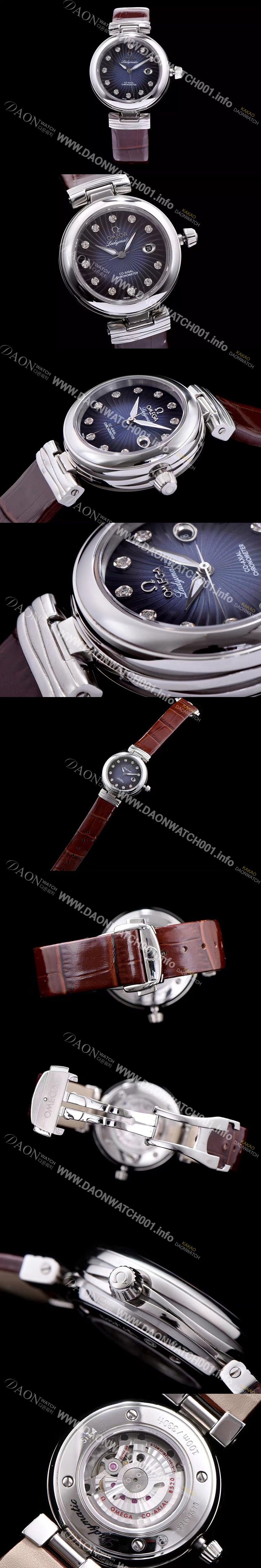 SA급 오메가 남성용 드빌 신형 레이디매틱!! 425.32.34.20.56.001 입체형 블루 다이얼 쥬얼 다이아몬드 인덱스 오토매틱 무브먼트 OMG0031 xx