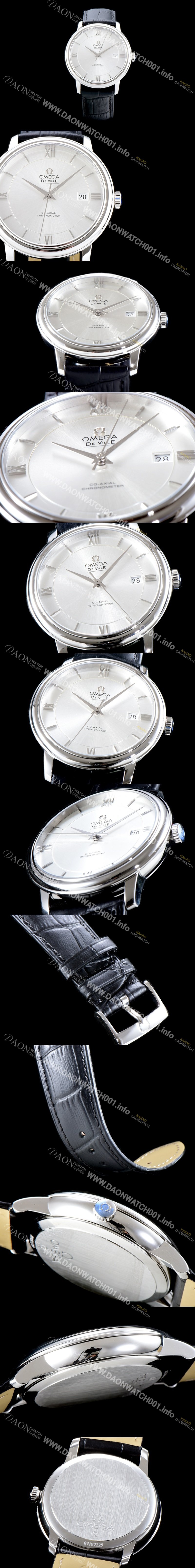 SA급 오메가 남성용 드빌 424.13.40.20.02.001 프레스티지 코-액시얼 화이트 실버 다이얼 오토매틱 무브먼트 OMG0010 xx