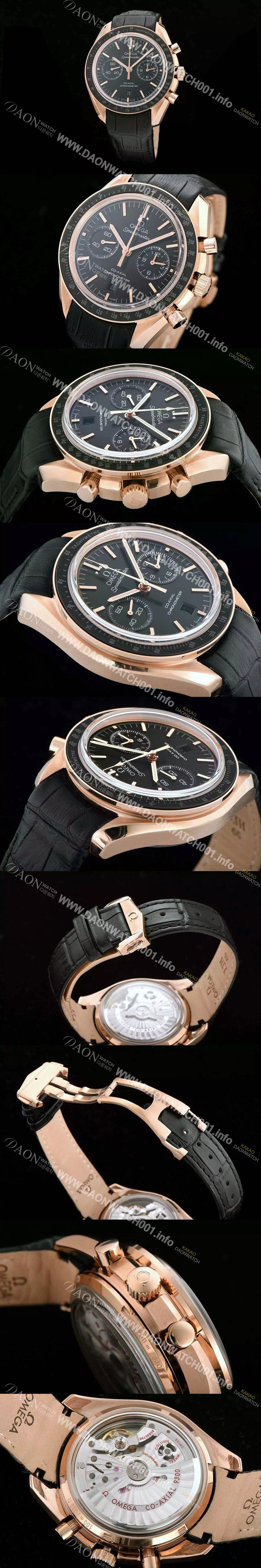 SA급 오메가 남성용 스피드마스터 크로노그래프 블랙다이얼 블랙&골드 OMG0100 xx