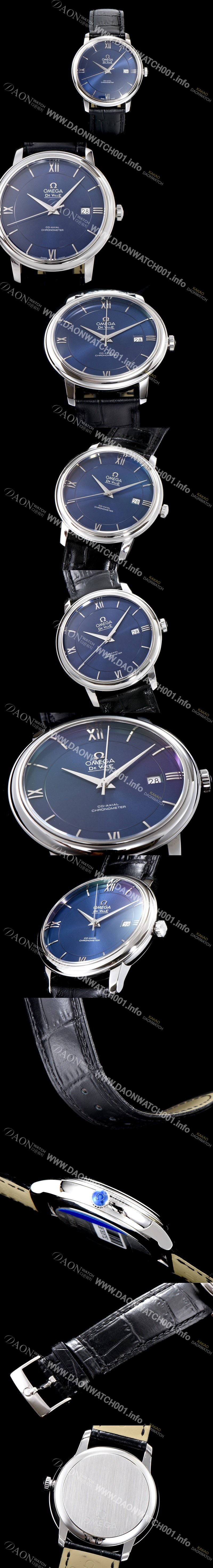 SA급 오메가 남성용 드빌 424.13.40.20.03.001 프레스티지 코-액시얼 블루 다이얼 오토매틱 무브먼트 OMG0012 xx