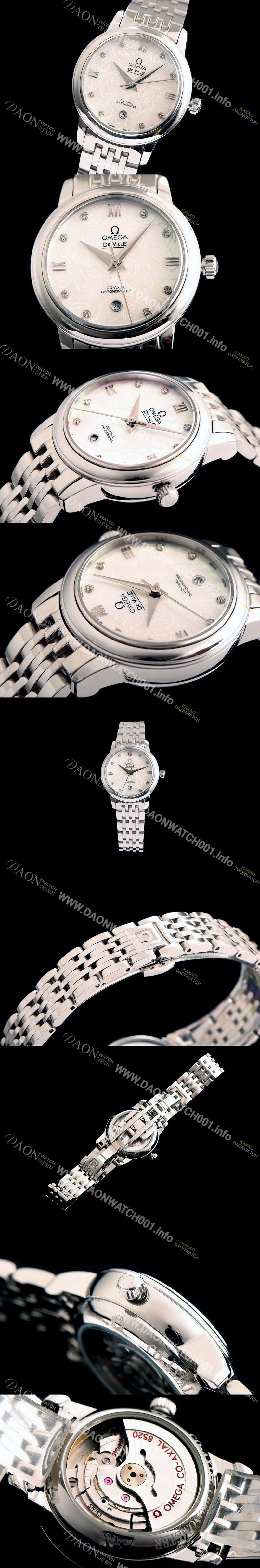 SA급 오메가 여성용 드빌 424.12.33.20.55 자게 화이트 다이얼 18k 화이트골드 브레이슬릿 쥬얼리 인덱스 오토매틱 무브먼트 OMG0011 xx