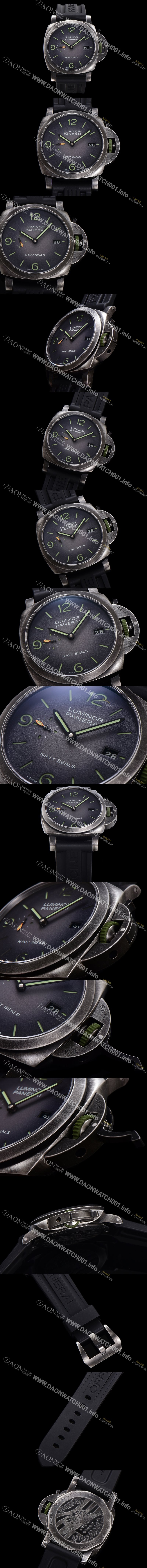 SA급 파네라이 남성용 루미노르 마리나 네이비 씰 PAM01412 44mm 오토매틱 Cal.P.9010 타입 우레탄줄 그레이 다이얼 pan5199 xx