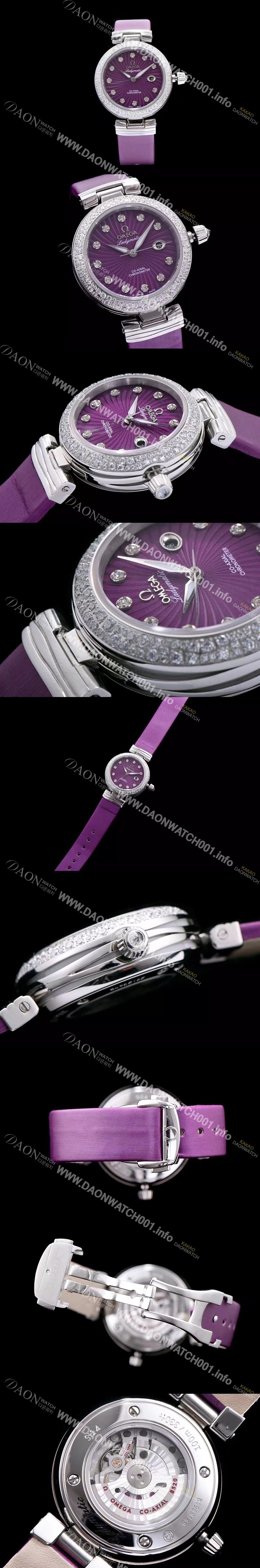 SA급 오메가 여성용 드빌 퍼플 다이얼 오토매틱 무브먼트 OMG0300 xx