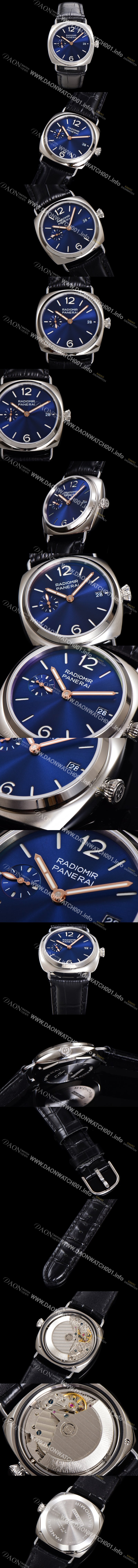 SA급 파네라이 남성용 라디오미르 콰란타 PAM01293 40mm 오토매틱 가죽줄 블루 다이얼 pan5206 xx