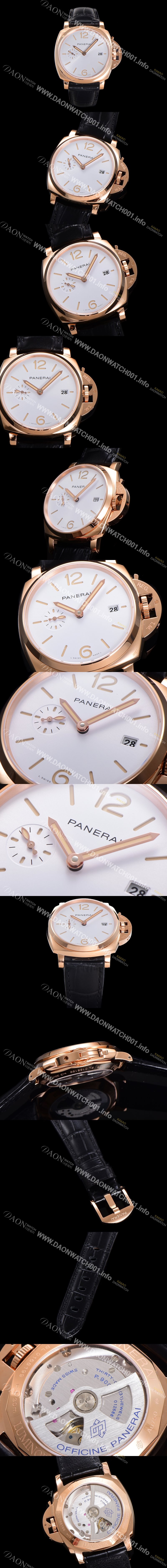 SA급 파네라이 남성용 루미노르 듀 골드텍 PAM01336 42미리 오토매틱 Cal.P.900 타입 18K 로즈골드 화이트 다이얼 pan5196 xx