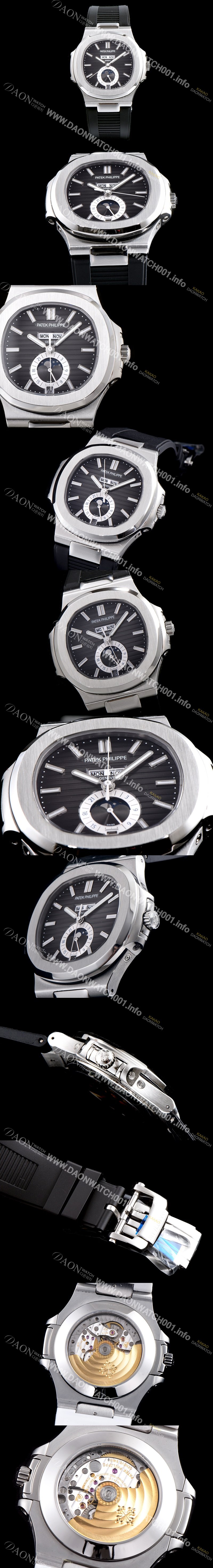 SA급 파텝필립 남성용 파텍필립 신형 노틸러스 데이데이트 문페이즈 진 그레이 텍스쳐드 다이얼 기계식 자동형 무브먼트 PAT0132 xx