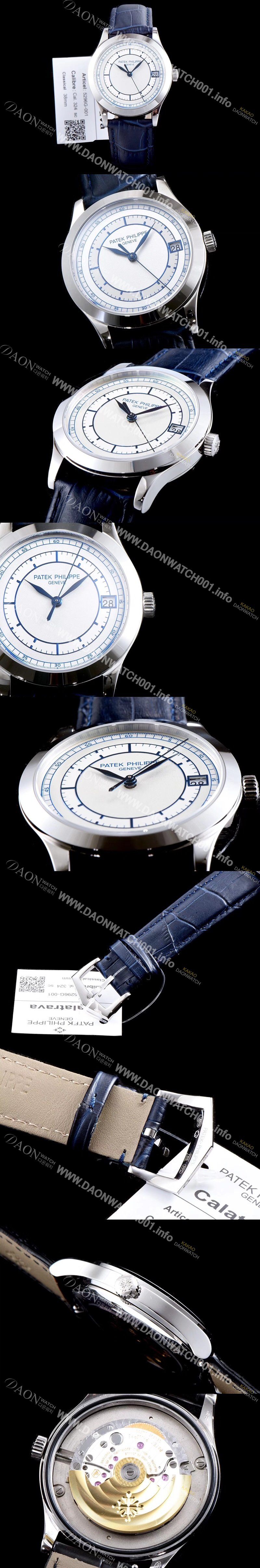 SA급 파텍필립 남성용 칼라트라바 5296G-001 화이트 다이얼 오토매틱 무브먼트 PAT0103 xx