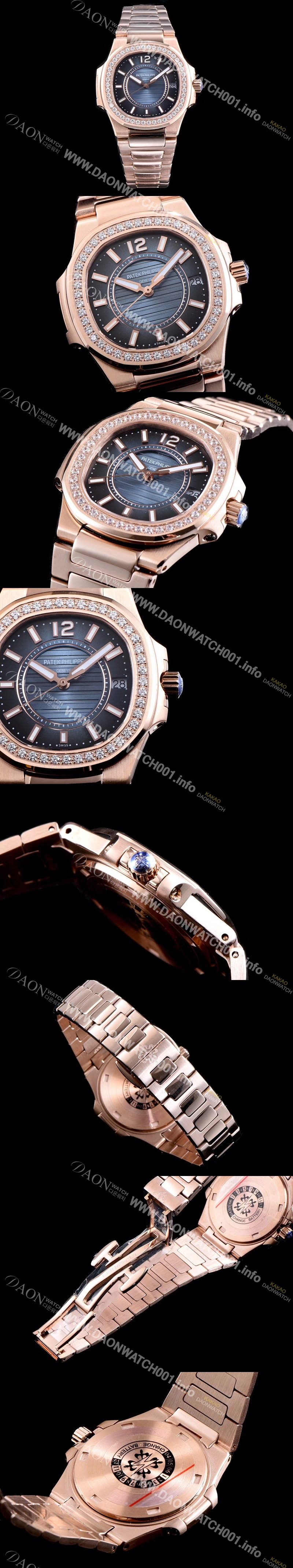 SA급 파텍필립 여성용 노틸러스 7010/1R-010 하이엔드 최상급쥬얼 다이아몬드 베젤 그레이 텍스쳐 다이얼 브레이슬릿 스위스 정품 쿼츠 무브먼트 PAT0102 xx