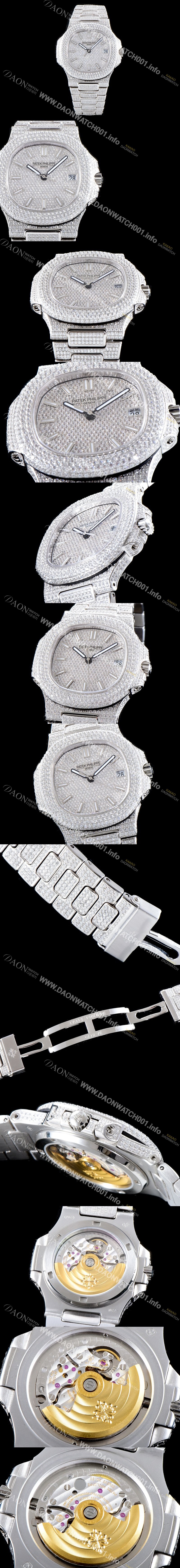 SA급 파텝필립 남성용 파텍필립 5719/10G-010 노틸러스 스위프 세컨즈 럭셔리한 최상급쥬얼 다이아몬드 풀 셋팅 브레이슬릿 Cal.324 S C 오토매틱 무브먼트 PAT0105 xx