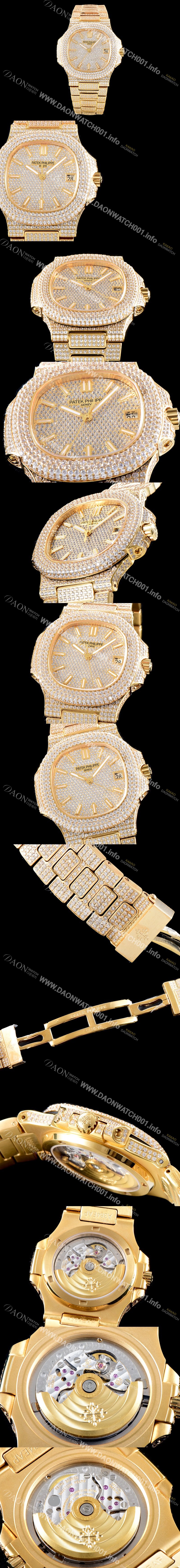 SA급 파텝필립 남성용 파텍필립 5719/10G-010 노틸러스 스위프 세컨즈 18K 옐로우골드 럭셔리한 최상급쥬얼 다이아몬드 풀 셋팅 브레이슬릿 Cal.324 S C 오토매틱 무브먼트 PAT0103 xx
