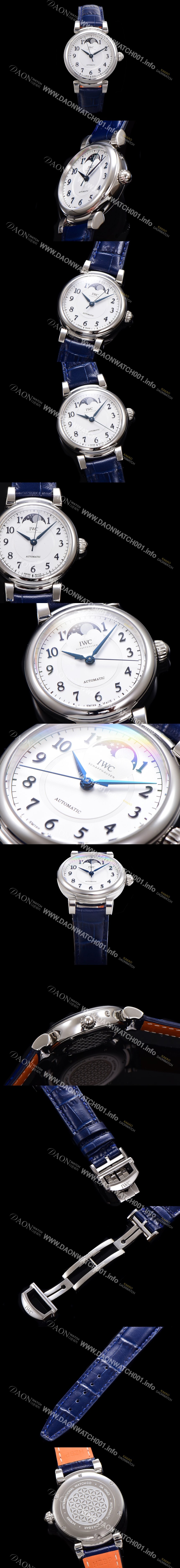 SA급 아이더블유씨여성용 다빈치 IW459306 오토매틱 문페이즈 36mm 18K 로조골드 다이아몬드베젤가죽줄 화이트다이얼 iwc81539 xx