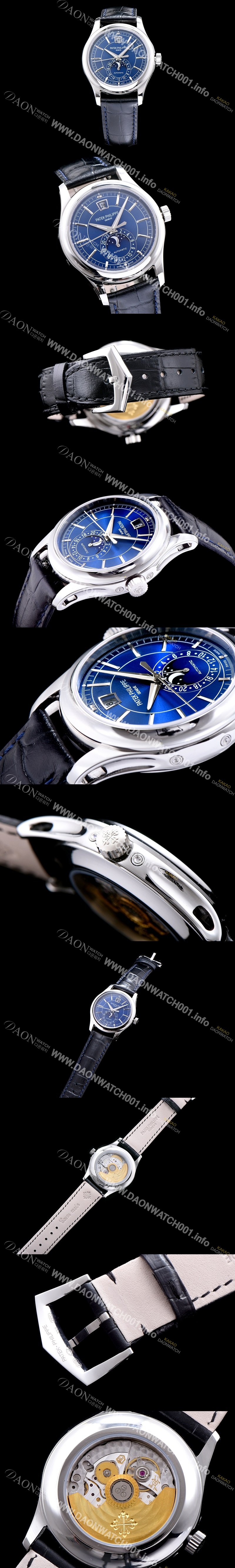 SA급 파텍필립 남성용 그렌드 컴플리케이션 클래식 문페이즈 블루 다이얼 오토매틱 무브먼트 PAT0200 xx