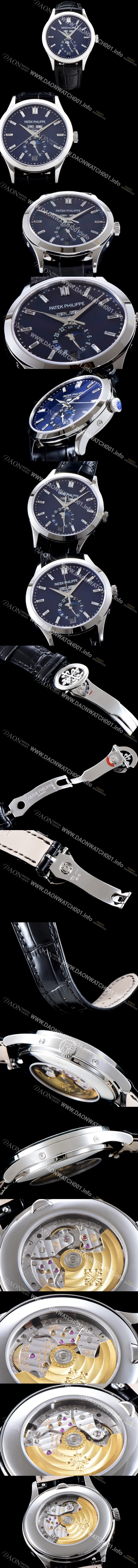 SA급 파텍필립 남성용 신형!!컴플리케이션 5396R-014 에뉴얼 캘린더 데이-데이트 문페이즈 바게트 컷 다이아몬드 인덱스 네이비 다이얼 Cal.324 S C 오토매틱 무브먼트 PAT0101 xx