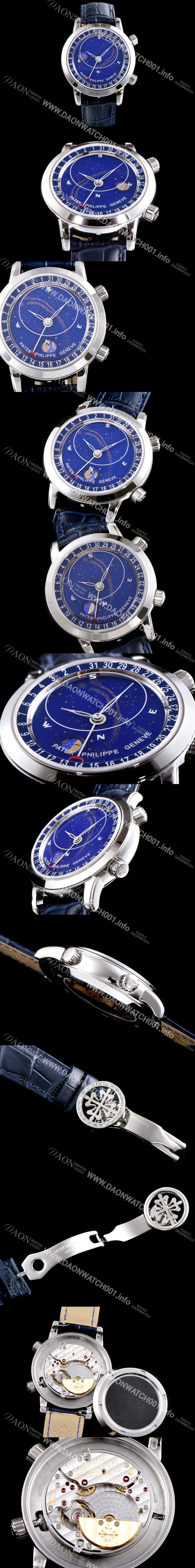 SA급 파텍필립 남성용 그렌드 컴플리케이션 6102P-001 셀리스티얼 블루 다이얼 오토매틱 무브먼트 PAT0131 xx