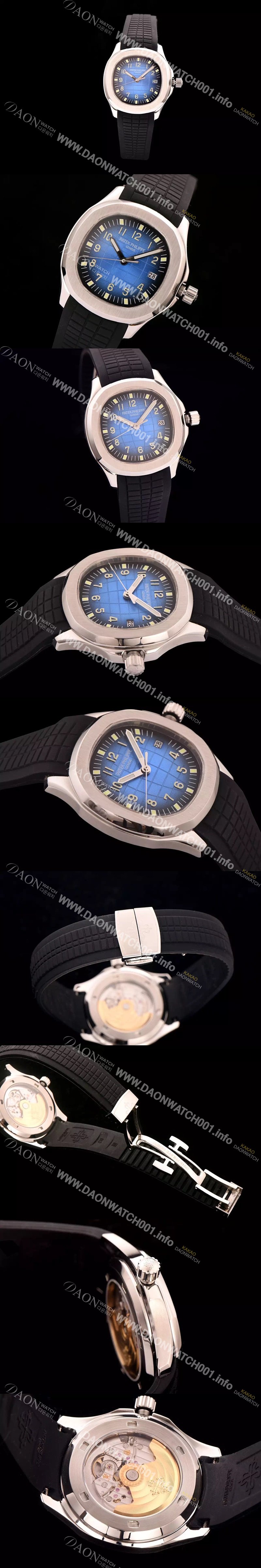 SA급 파텍필립 남성용 애쿼노트 아쿠아넛 졈보 스틸 시리즈 블루 다이얼 PAT0405 xx