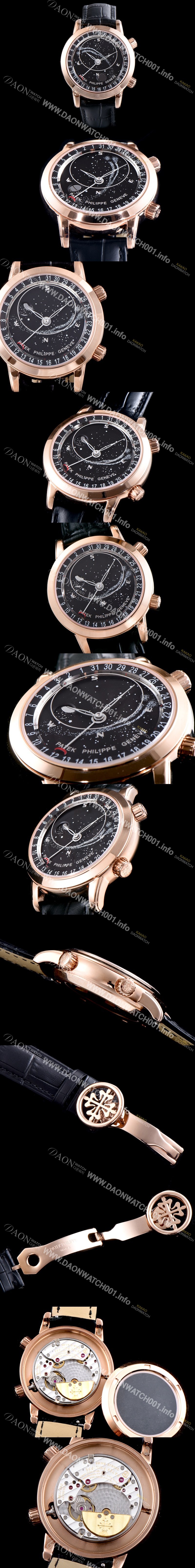 SA급 파텍필립 남성용 그렌드 컴플리케이션 6102R-001 셀리스티얼 18K 로즈골드 블랙 다이얼 오토매틱 무브먼트 PAT0130 xx