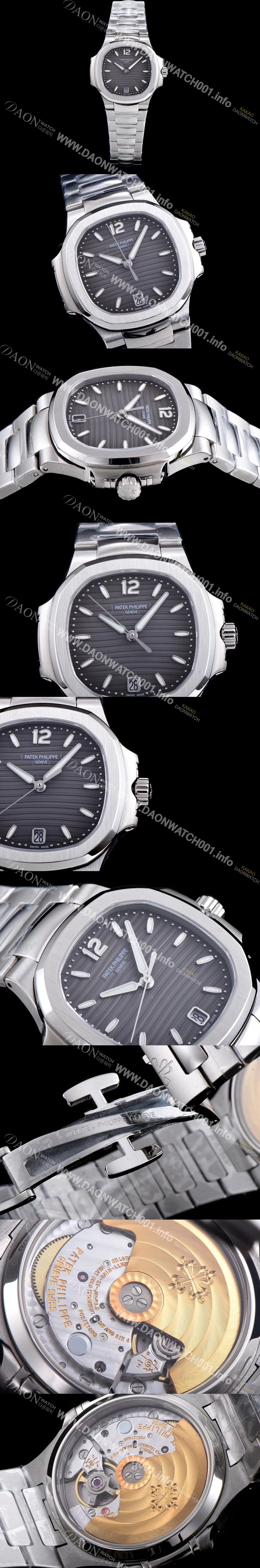 SA급 파텍필립 남성용 노틸러스 7018/1A-010 그레이 다이얼 브레이슬릿 오토매틱 무브먼트 PAT40040 xx