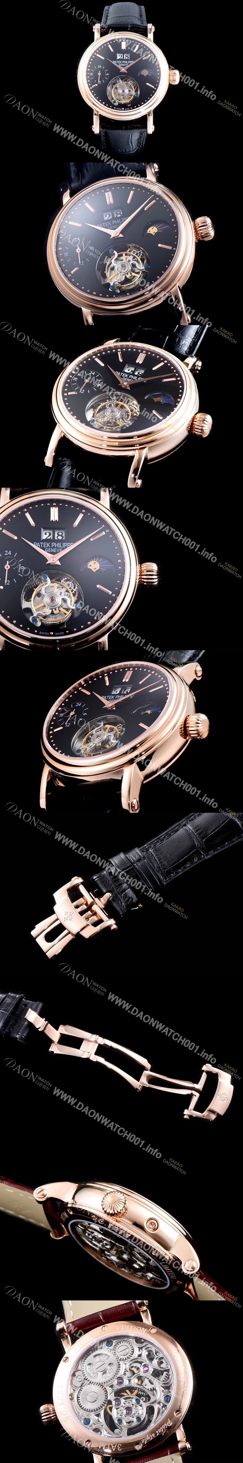 SA급 파텍필립 남성용 그렌드 컴플리케이션 투어빌론 무브먼트 문페이즈 블랙 다이얼 PAT0142 xx