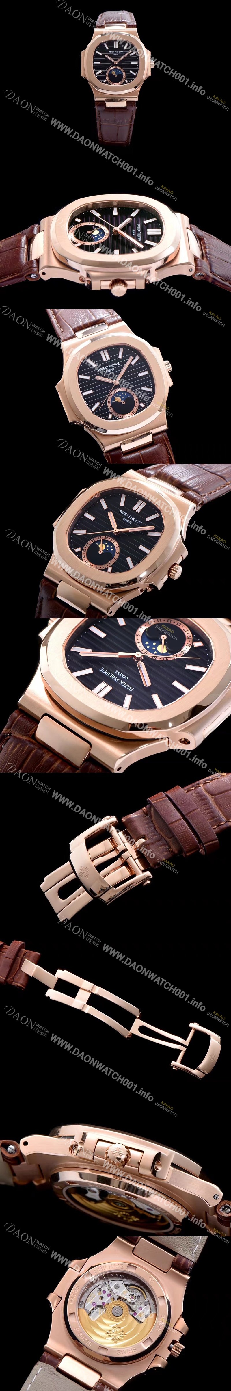 SA급 파텍필립 남성용 노틸러스 5726A-001 로즈골드 블랙 다이얼 오토매틱 무브먼 PAT421 xx