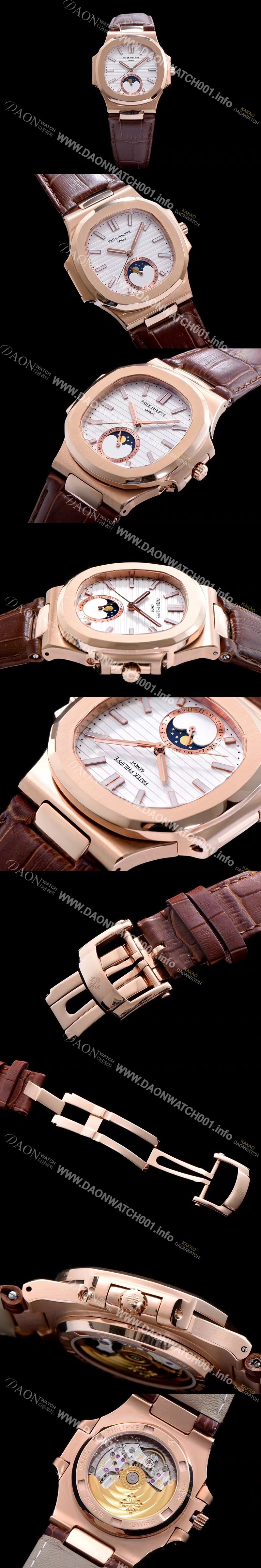 SA급 파텍필립 남성용 노틸러스 5726A-001 로즈골드 화이트 다이얼 오토매틱 무브먼 PAT420 xx