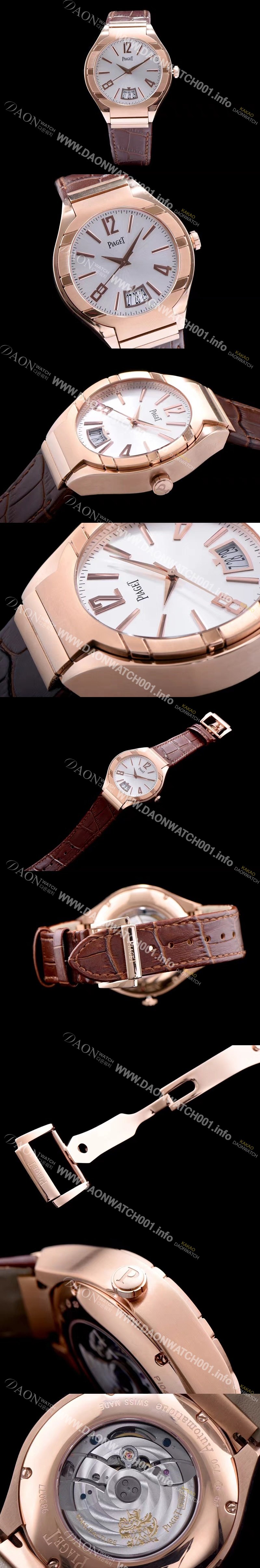 SA급 피아제 남성용 폴로 G0A31149 라지 3데이트 화이트&실버 썬더스트 다이얼 오토매틱 무브먼트 PIA4200 xx