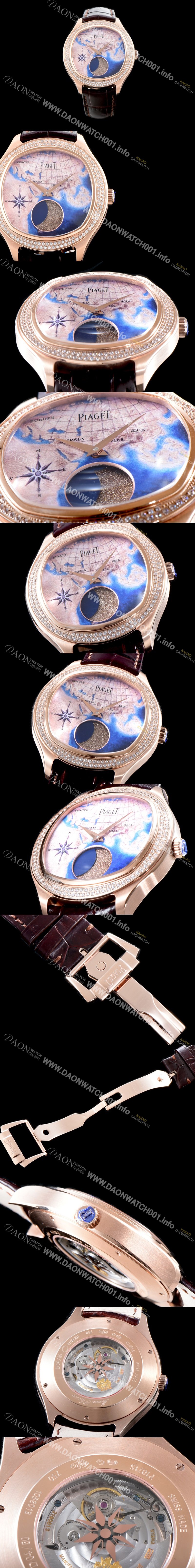 SA급 피아제 남성용 블랙-타이 BLACK -TIE G0A38569 퀸터센셜리 엠퍼라도 XL 18K 로즈골드 최상급 쥬얼 다이아몬드 베젤 문페이즈 픽첼 다이얼 오토매틱 무브먼트 PIA4252 xx