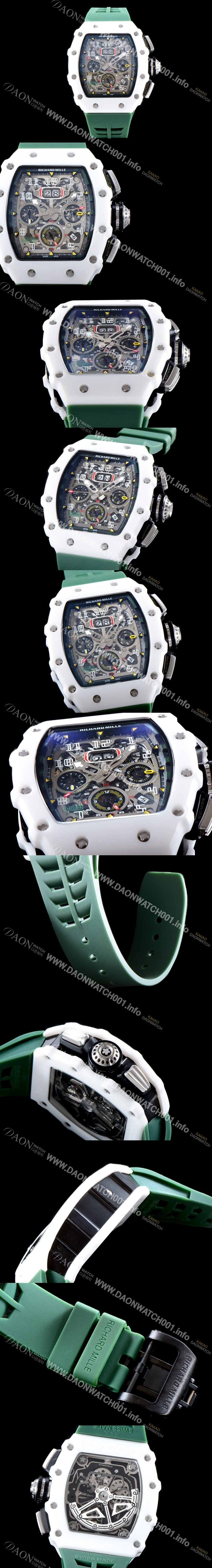 SA급 리차드밀레 남성용 최신버전 업그레이드형 RM011 화이트 세라믹 오버사이즈 데이트 크로노그래프 스켈레톤 다이얼 오토매틱 무브먼트 RIC0410 xx