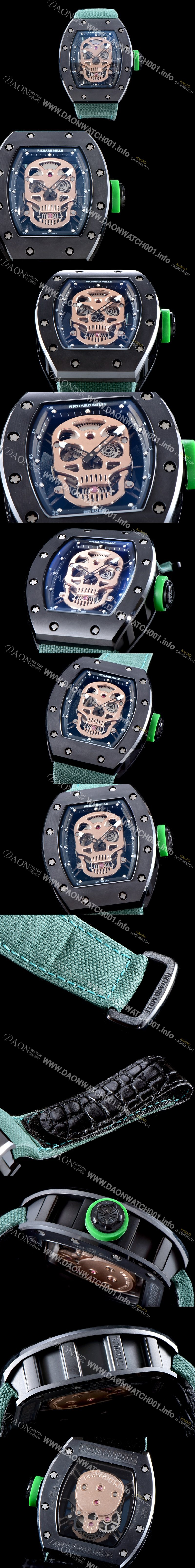 SA급 리차드밀레 남성용 벨크로 스포츠 스트랩!! RM52-01 스컬 워치 스켈레톤&해골무늬 다이얼 오토매틱 무브먼트 RIC0451 xx