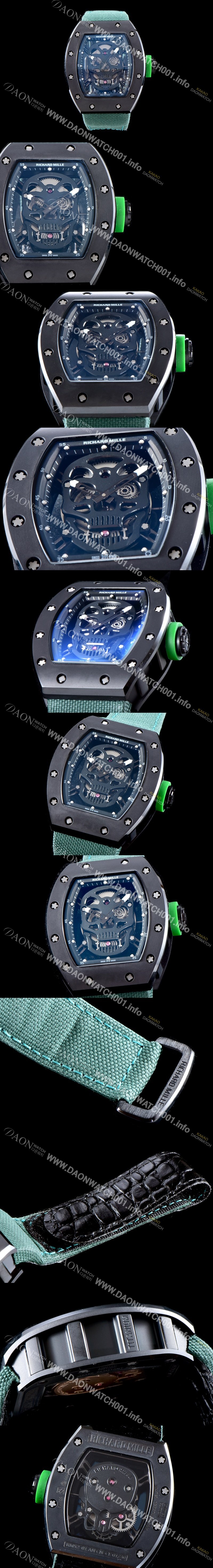 SA급 리차드밀레 남성용 벨크로 스포츠 스트랩!! RM52-01 스컬 워치 스켈레톤&해골무늬 다이얼 오토매틱 무브먼트 RIC0455 xx