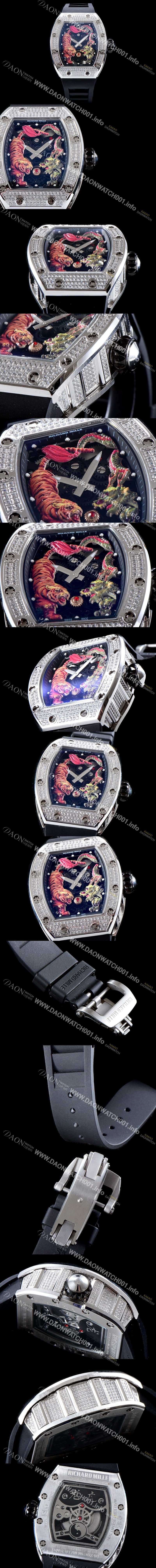 SA급 리차드밀레 남성용 리차드밀 RM51-01 타이거&드래곤 미쉘 요 워치!! 수공 맞물림 형식의 쥬얼세팅 스켈레톤 다이얼 오토매틱 무브먼트 RIC0411 xx